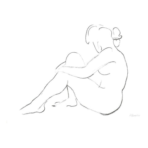 Nude Sketch IV v2 Gold Ornate Wood Framed Art Print with Double Matting by Hristova, Albena