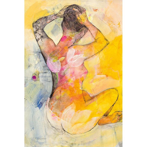 Floral Figures I Gold Ornate Wood Framed Art Print with Double Matting by Hristova, Albena