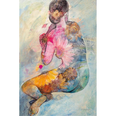 Floral Figures II Black Modern Wood Framed Art Print by Hristova, Albena