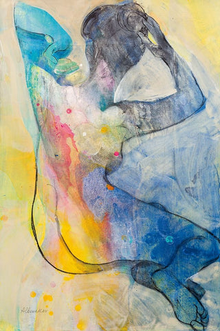 Floral Figures III White Modern Wood Framed Art Print with Double Matting by Hristova, Albena