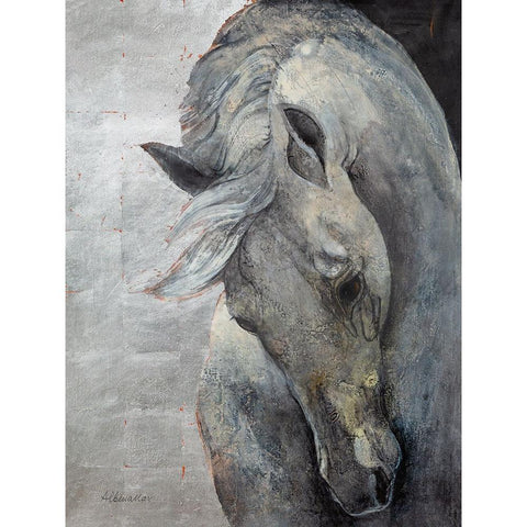 Shy Grey Black Modern Wood Framed Art Print with Double Matting by Hristova, Albena