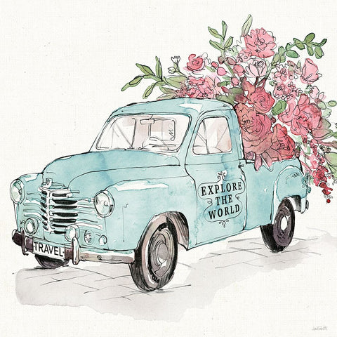 Vintage Travel V Black Ornate Wood Framed Art Print with Double Matting by Tavoletti, Anne