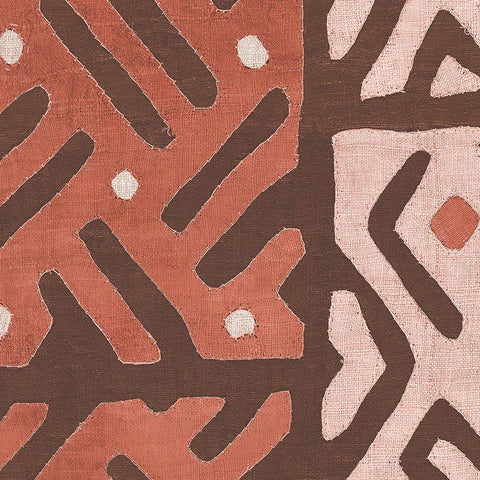 Kuba Cloth I Square II Blush Black Modern Wood Framed Art Print with Double Matting by Wild Apple Portfolio