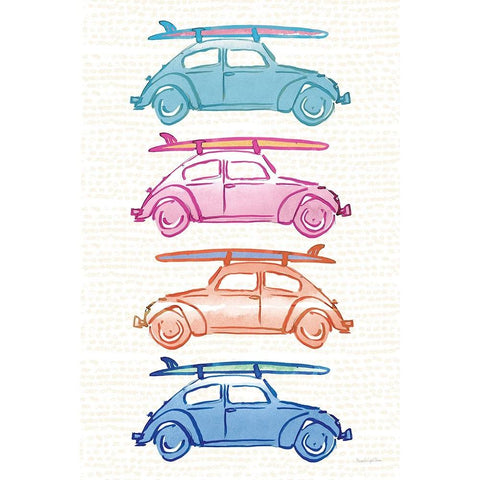 Laguna Cars White Modern Wood Framed Art Print by Charro, Mercedes Lopez