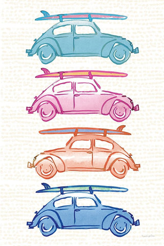 Laguna Cars White Modern Wood Framed Art Print with Double Matting by Charro, Mercedes Lopez