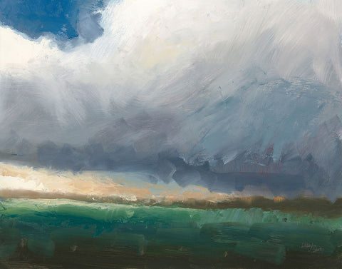 September Landscape White Modern Wood Framed Art Print with Double Matting by Wellington Studio