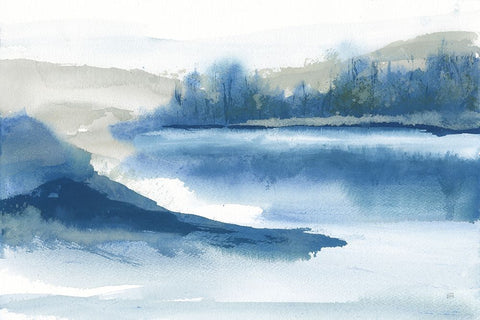 Blue Fog I Black Modern Wood Framed Art Print by Paschke, Chris