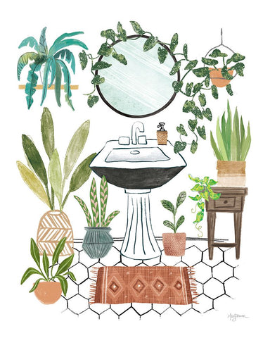 Urban Jungle Bathing I White Modern Wood Framed Art Print with Double Matting by Urban, Mary