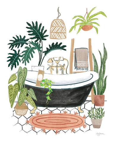 Urban Jungle Bathing II White Modern Wood Framed Art Print with Double Matting by Urban, Mary