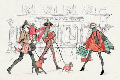 Holiday Fashionistas I White Modern Wood Framed Art Print with Double Matting by Tavoletti, Anne