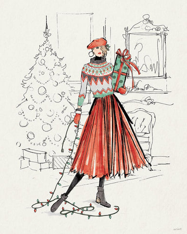 Holiday Fashionistas II White Modern Wood Framed Art Print with Double Matting by Tavoletti, Anne