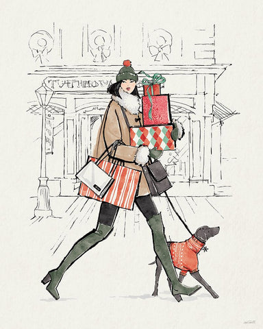 Holiday Fashionistas IV White Modern Wood Framed Art Print with Double Matting by Tavoletti, Anne