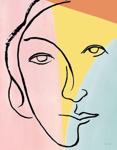 Ink Women V Colorblock Pastel Black Ornate Wood Framed Art Print with Double Matting by Schlabach, Sue