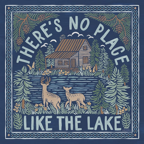 Lakeside Days V Blue White Modern Wood Framed Art Print with Double Matting by Marshall, Laura