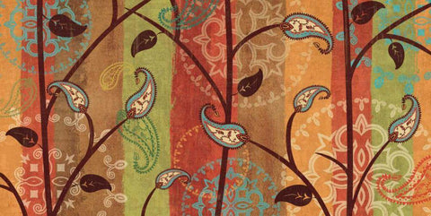 Paisley Garden Black Ornate Wood Framed Art Print with Double Matting by Charron, Veronique