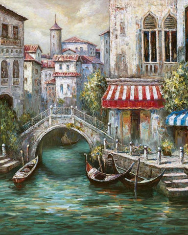 Venetian Motif I Black Ornate Wood Framed Art Print with Double Matting by Mancini, Gianni