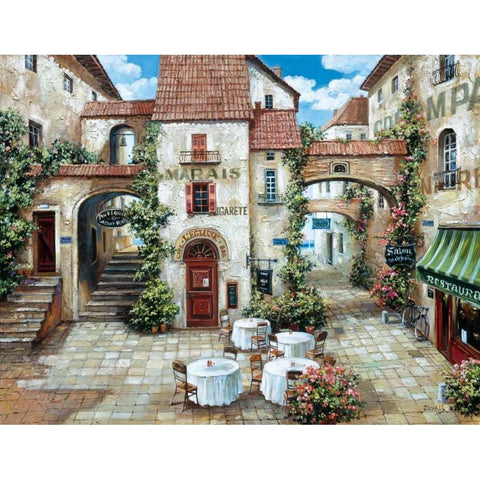 Le Marais Black Modern Wood Framed Art Print with Double Matting by Duvall, Roger