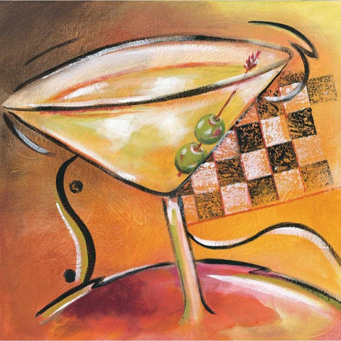 Shaken Not Stirred II Black Modern Wood Framed Art Print with Double Matting by Brey, Michael