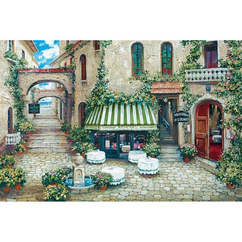 Trattoria di Lugano Black Modern Wood Framed Art Print by Duvall, Roger