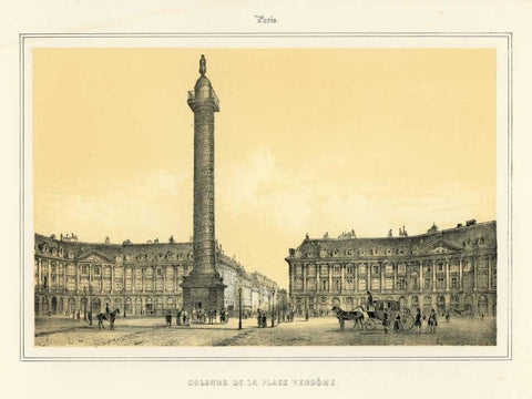 Place Vendome White Modern Wood Framed Art Print with Double Matting by Anonymous