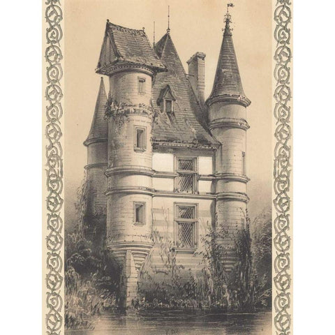 Bordeaux Chateau I White Modern Wood Framed Art Print by Fermin Cassas, Louis