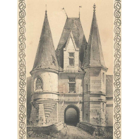 Bordeaux Chateau II White Modern Wood Framed Art Print by Fermin Cassas, Louis