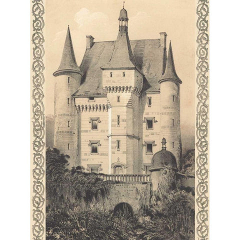 Bordeaux Chateau III White Modern Wood Framed Art Print by Fermin Cassas, Louis