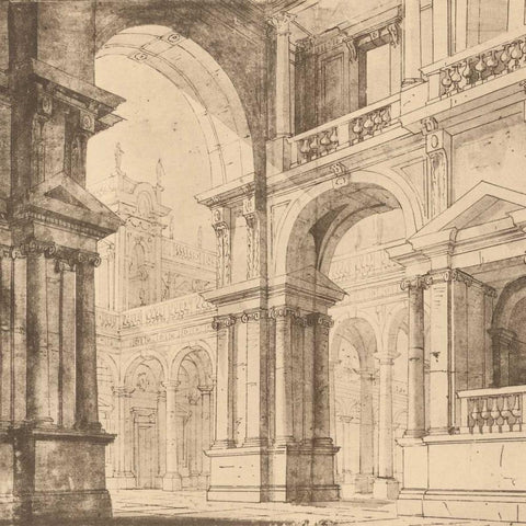 Portico Antico I White Modern Wood Framed Art Print by Bartolomeo, Maurizio