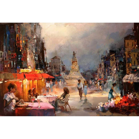 Cafe Rouge II Gold Ornate Wood Framed Art Print with Double Matting by Haenraets, Willem