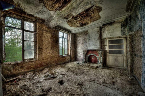 Chateau de vivre II Black Ornate Wood Framed Art Print with Double Matting by Sneeuw, Ivo