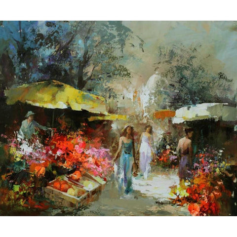 Market place I Black Modern Wood Framed Art Print with Double Matting by Haenraets, Willem