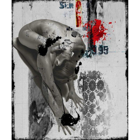 Beauty nude I White Modern Wood Framed Art Print by Baker, Micha