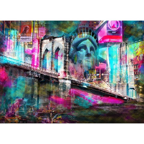 NY liberty Black Modern Wood Framed Art Print by de Haas, Mascha