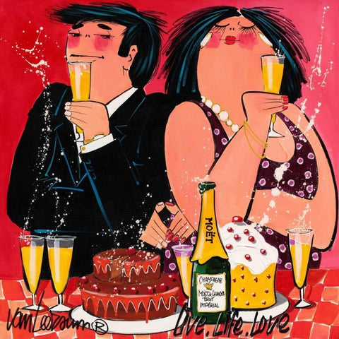 Live Life Love Black Modern Wood Framed Art Print by van Leersum, El