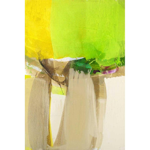 Green Field White Modern Wood Framed Art Print by Ruttkau,El