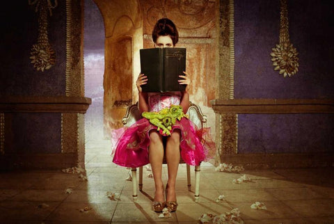 Dragontales 2 White Modern Wood Framed Art Print with Double Matting by Hartmann, Eva