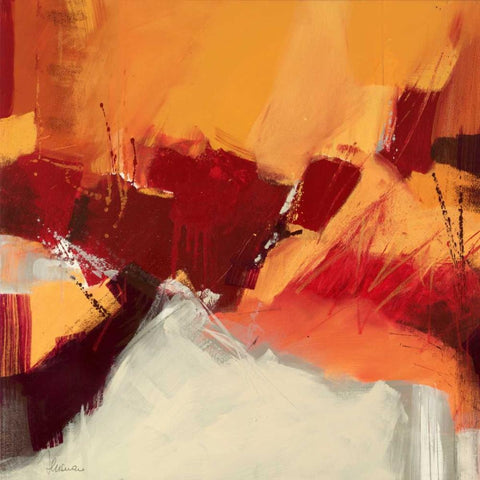 Rosso II White Modern Wood Framed Art Print by Cusumano, Francesco
