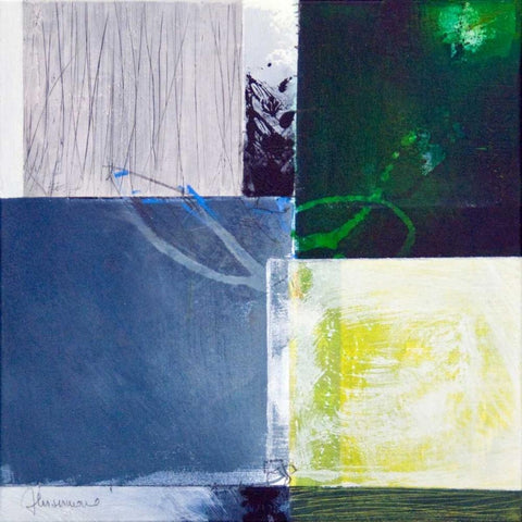 Composizione verde II White Modern Wood Framed Art Print by Cusumano, Francesco