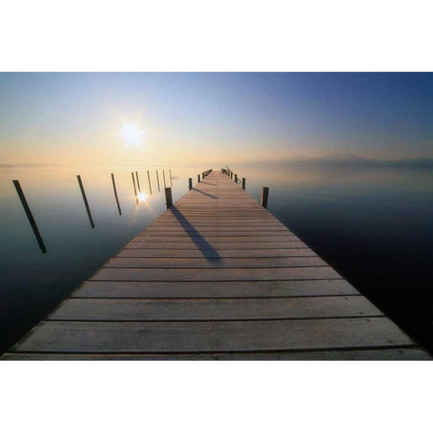 Chiemseemorgen III Black Modern Wood Framed Art Print with Double Matting by Rossmeissl, Gerhard