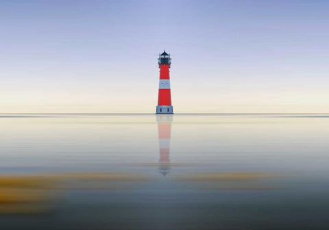 Leuchtturm White Modern Wood Framed Art Print with Double Matting by Rossmeissl, Gerhard