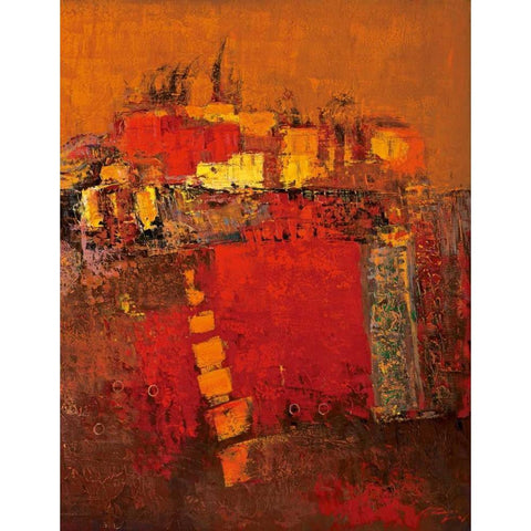 Squares Gold Ornate Wood Framed Art Print with Double Matting by Madjid