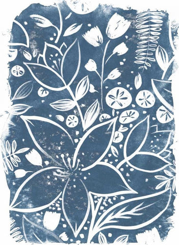 Garden Batik II Black Ornate Wood Framed Art Print with Double Matting by Vess, June Erica