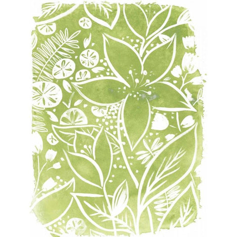 Garden Batik III Black Modern Wood Framed Art Print with Double Matting by Vess, June Erica
