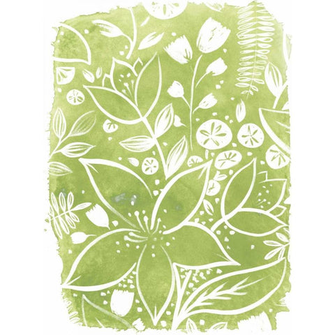 Garden Batik IV White Modern Wood Framed Art Print by Vess, June Erica