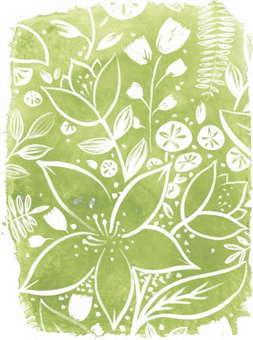 Garden Batik IV White Modern Wood Framed Art Print with Double Matting by Vess, June Erica