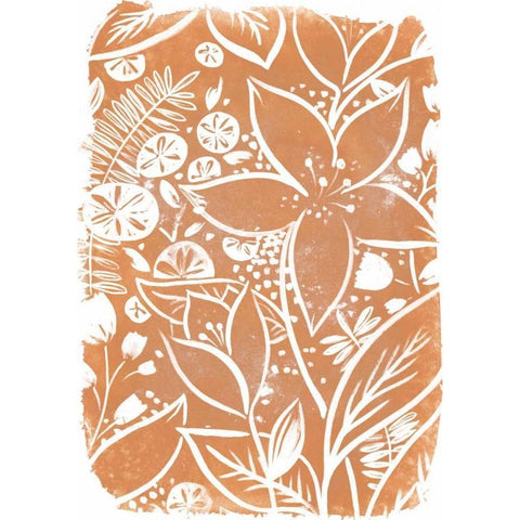 Garden Batik V White Modern Wood Framed Art Print by Vess, June Erica