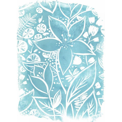 Garden Batik VII White Modern Wood Framed Art Print by Vess, June Erica