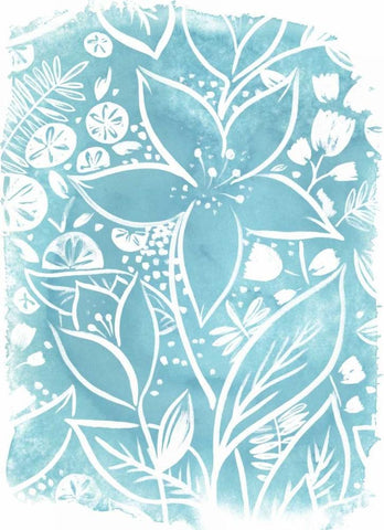 Garden Batik VII Black Ornate Wood Framed Art Print with Double Matting by Vess, June Erica