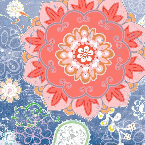 Paisley Faire I White Modern Wood Framed Art Print with Double Matting by Mark, Leslie