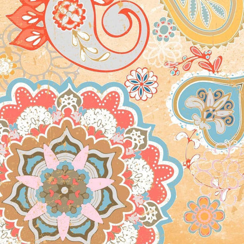 Paisley Faire V White Modern Wood Framed Art Print with Double Matting by Mark, Leslie